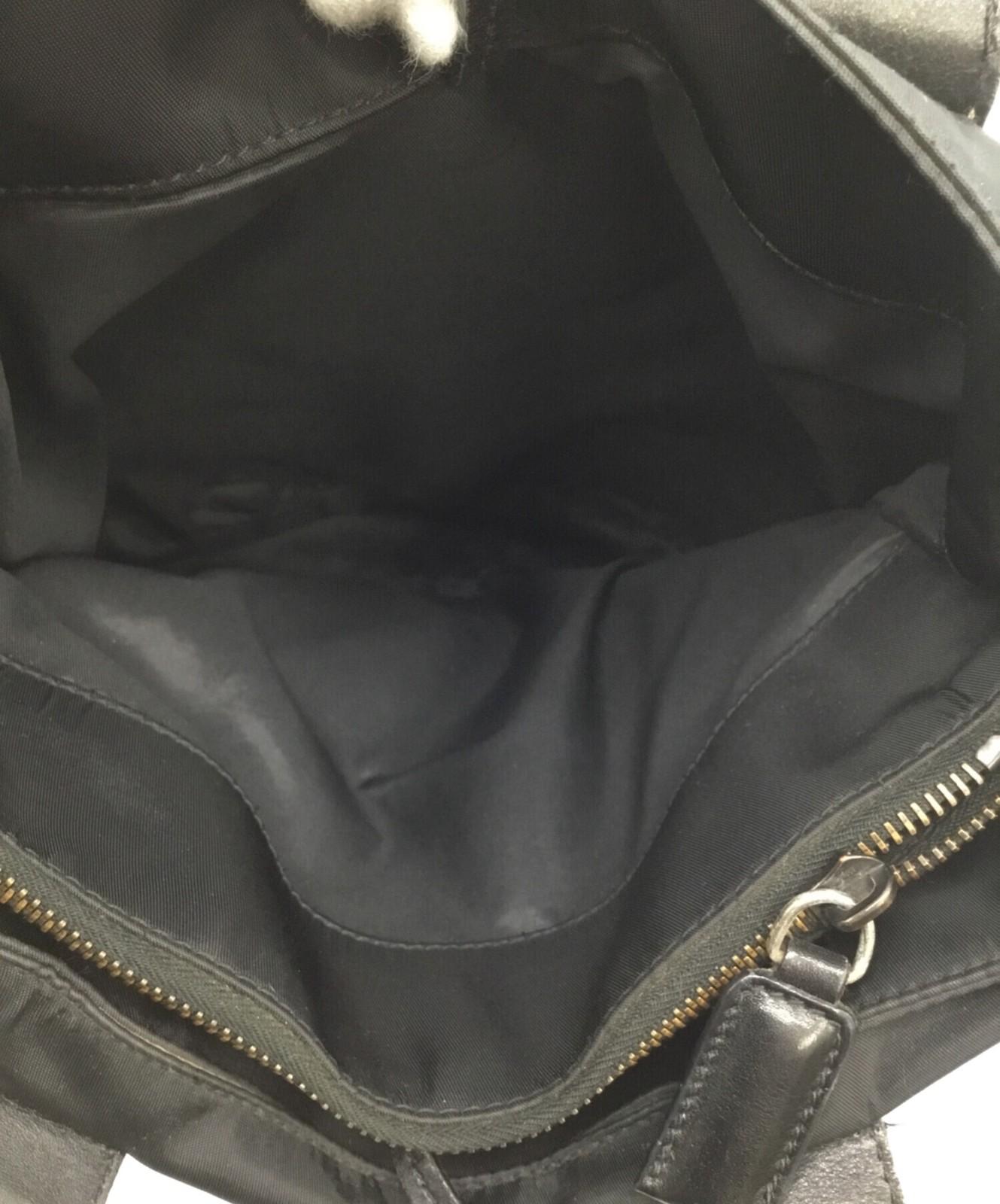 FENDI Hand Bag Tote Purse FF Nylon Black Authentic