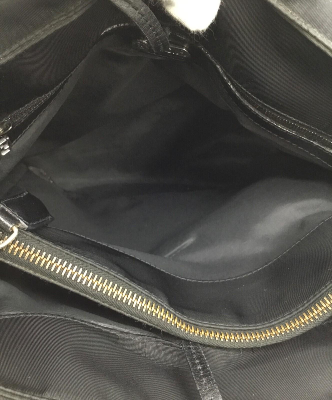 FENDI Hand Bag Tote Purse FF Nylon Black Authentic