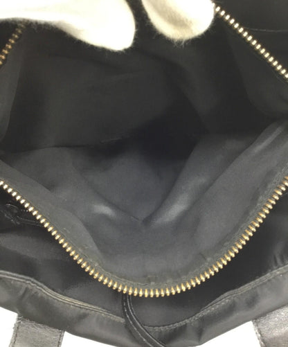 FENDI Hand Bag Tote Purse FF Nylon Black Authentic