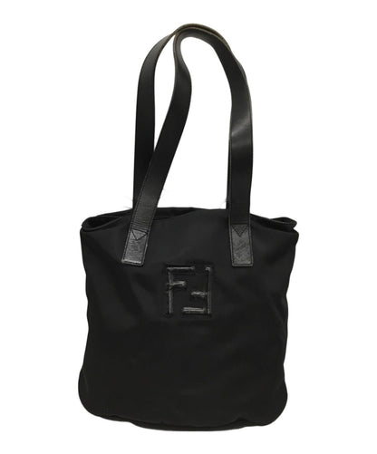 FENDI Hand Bag Tote Purse FF Nylon Black Authentic