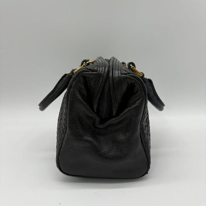 FENDI Mini Boston Bag Hand Tote Purse 2way FF Leather Black Authentic