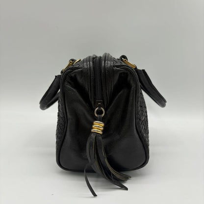 FENDI Mini Boston Bag Hand Tote Purse 2way FF Leather Black Authentic