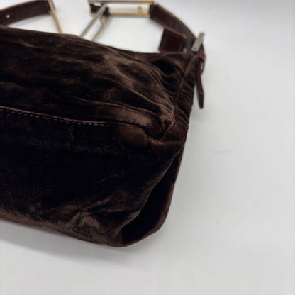 FENDI Accessory Pouch Hand Bag Tote Purse velours Brown Authentic