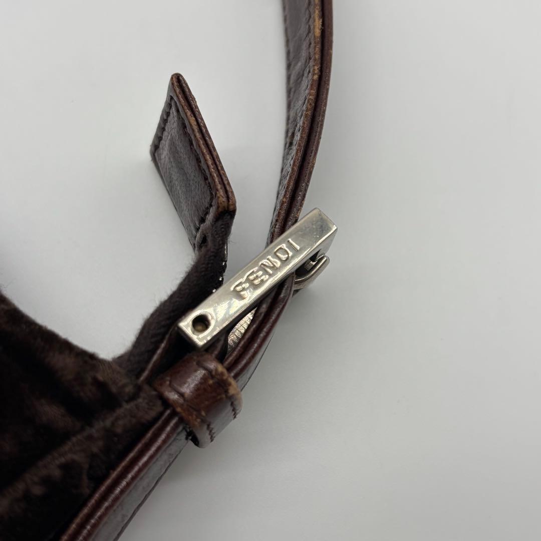FENDI Accessory Pouch Hand Bag Tote Purse velours Brown Authentic
