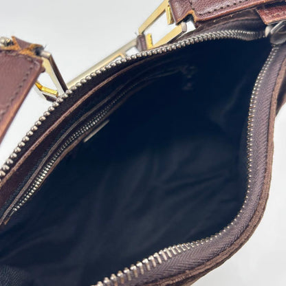 FENDI Accessory Pouch Hand Bag Tote Purse velours Brown Authentic