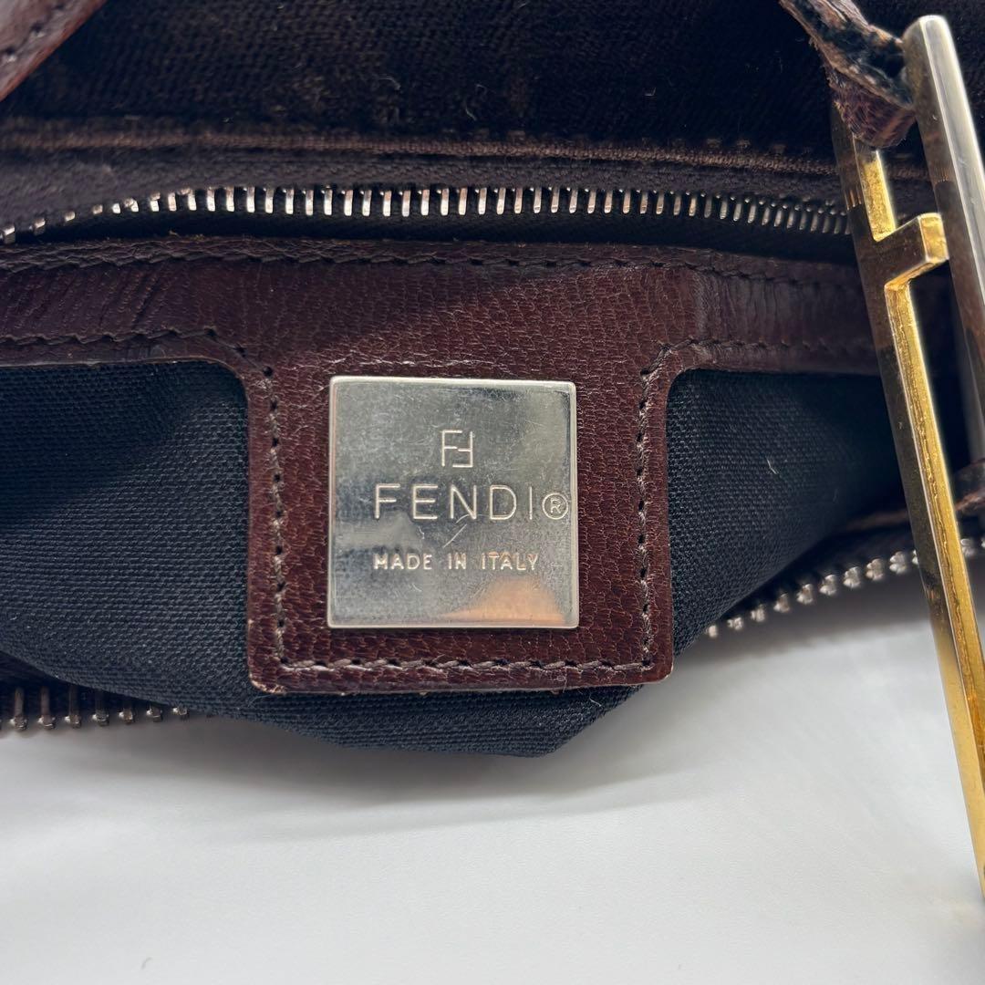 FENDI Accessory Pouch Hand Bag Tote Purse velours Brown Authentic