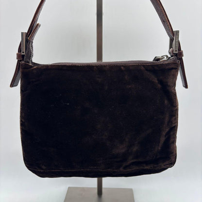 FENDI Accessory Pouch Hand Bag Tote Purse velours Brown Authentic