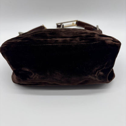 FENDI Accessory Pouch Hand Bag Tote Purse velours Brown Authentic