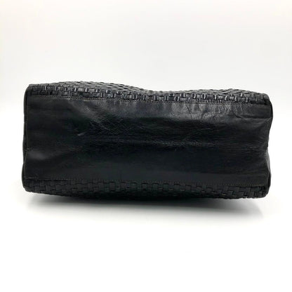 FENDI Mini Boston Bag Hand Tote Purse FF Leather Black Authentic