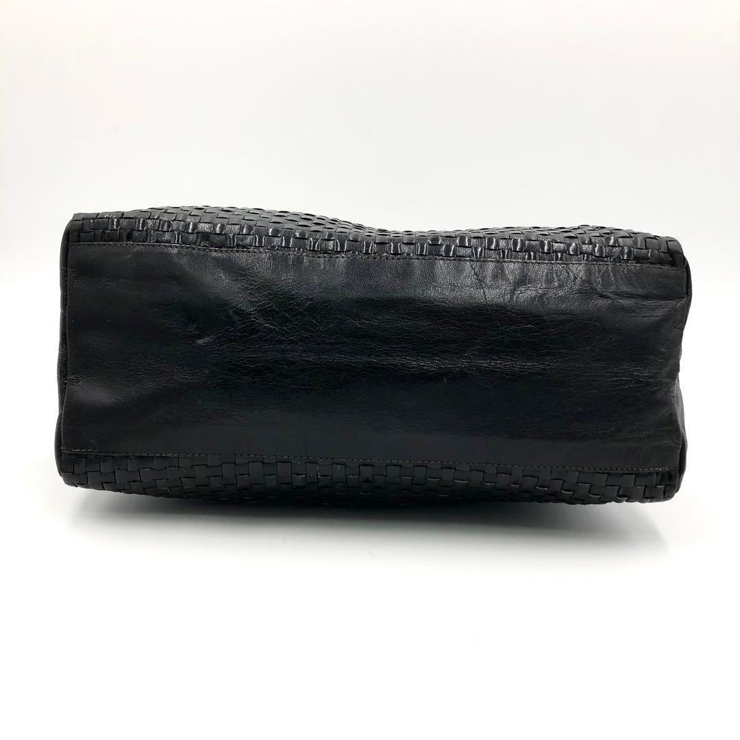 FENDI Mini Boston Bag Hand Tote Purse FF Leather Black Authentic