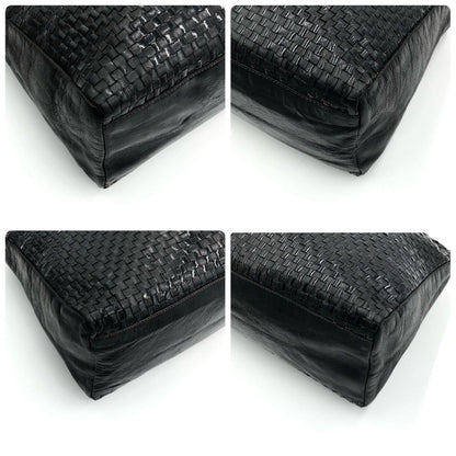 FENDI Mini Boston Bag Hand Tote Purse FF Leather Black Authentic