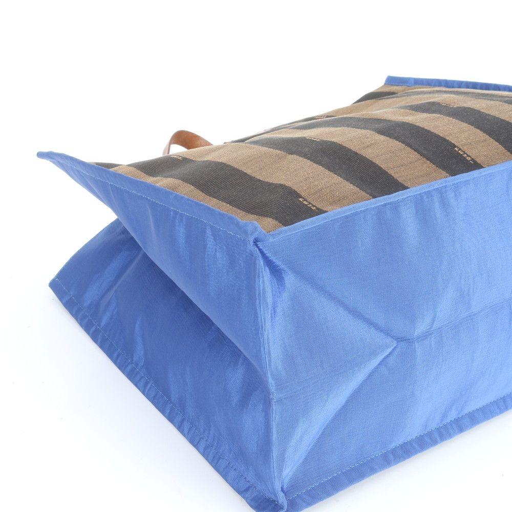 FENDI Hand Bag Tote Purse Pecan Nylon Leather Black Brown Authentic