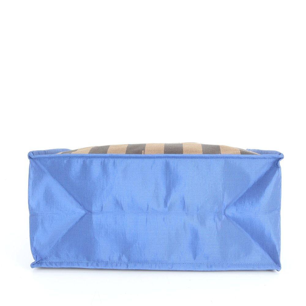 FENDI Hand Bag Tote Purse Pecan Nylon Leather Black Brown Authentic