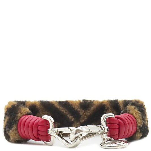 FENDI Shoulder Strap Strap you Belt FF Zucca Brown Red Authentic