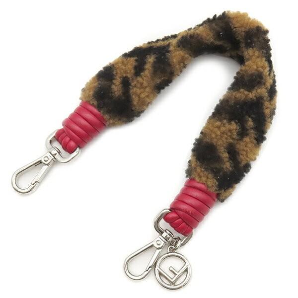 FENDI Shoulder Strap Strap you Belt FF Zucca Brown Red Authentic