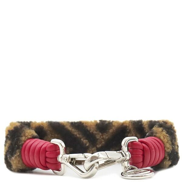 FENDI Shoulder Strap Strap you Belt FF Zucca Brown Red Authentic