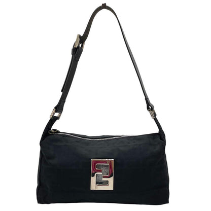 FENDI Accessory Pouch Shoulder Bag Purse FF Zucca Cotton Black Authentic