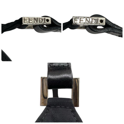 FENDI Accessory Pouch Shoulder Bag Purse FF Zucca Cotton Black Authentic