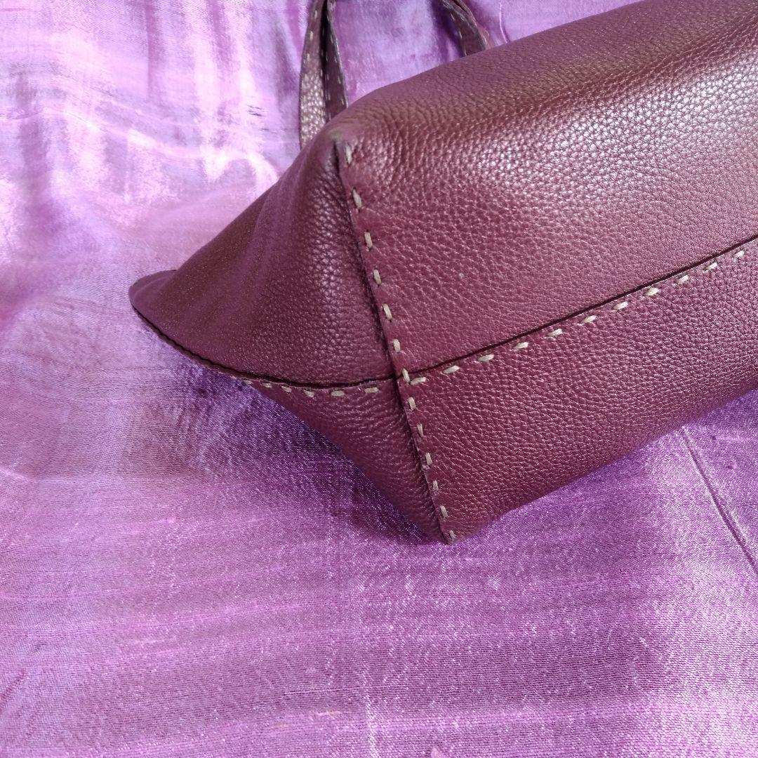 FENDI Hand Bag Tote Purse Selleria Leather Burgundy Authentic