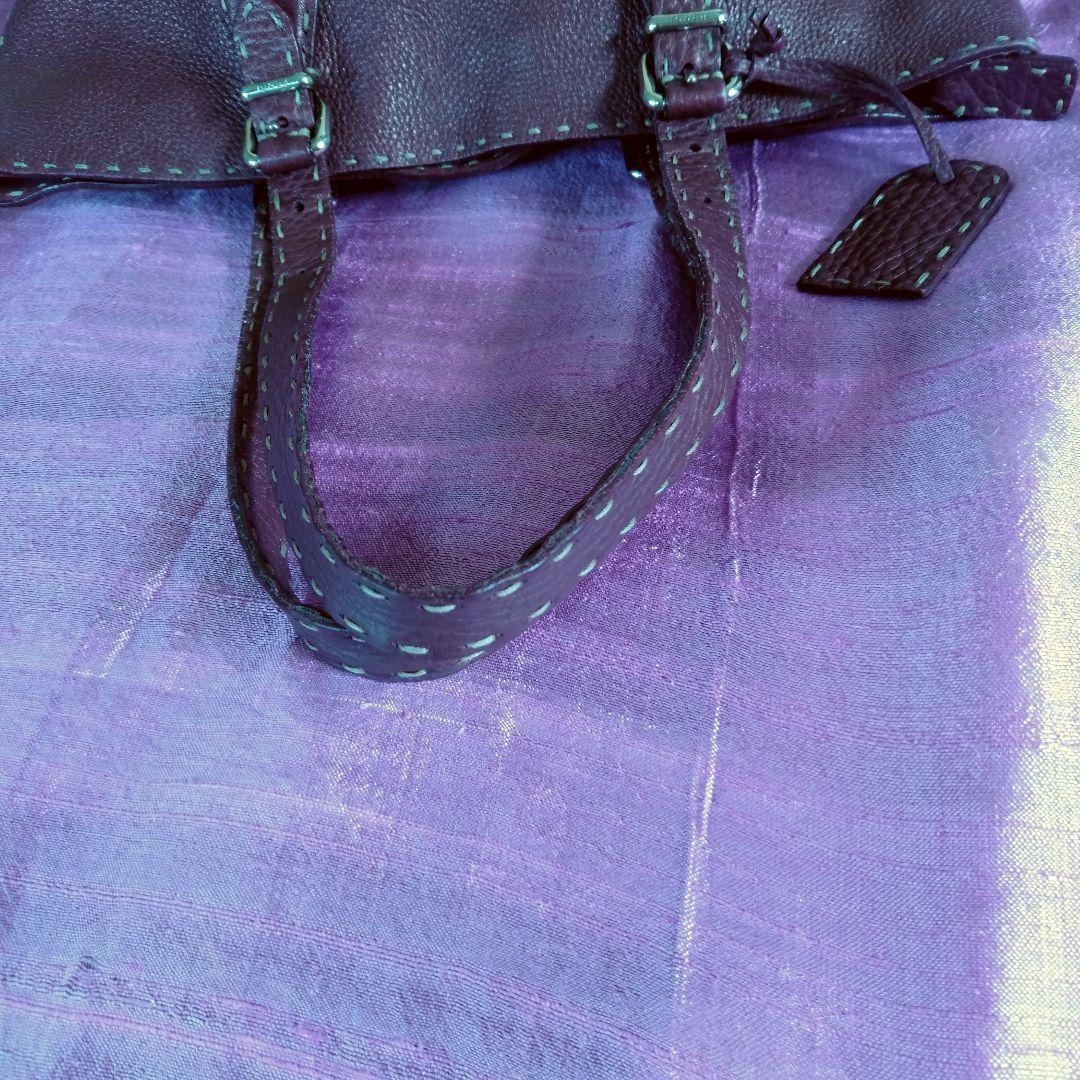 FENDI Hand Bag Tote Purse Selleria Leather Burgundy Authentic