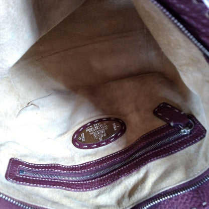 FENDI Hand Bag Tote Purse Selleria Leather Burgundy Authentic