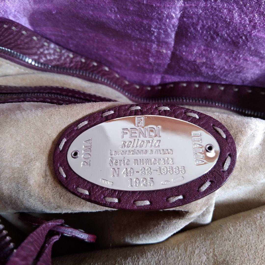 FENDI Hand Bag Tote Purse Selleria Leather Burgundy Authentic