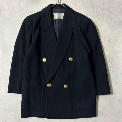 Aquascutum P Coat Asian fit XL US size L Dark Navy Authentic