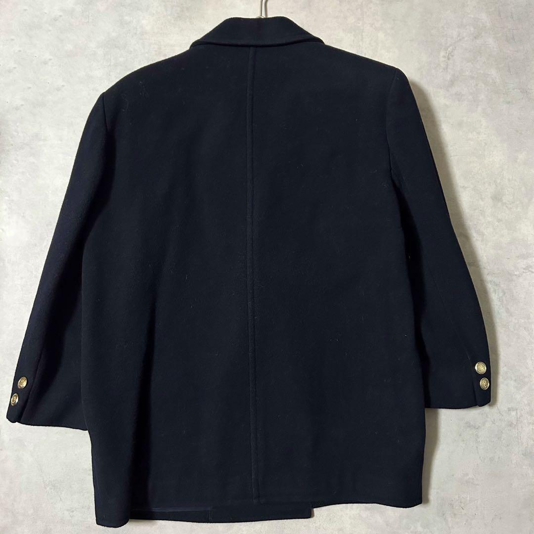 Aquascutum P Coat Asian fit XL US size L Dark Navy Authentic