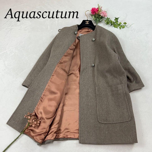 Aquascutum Wool Coat Asian fit M US size S Beige Authentic