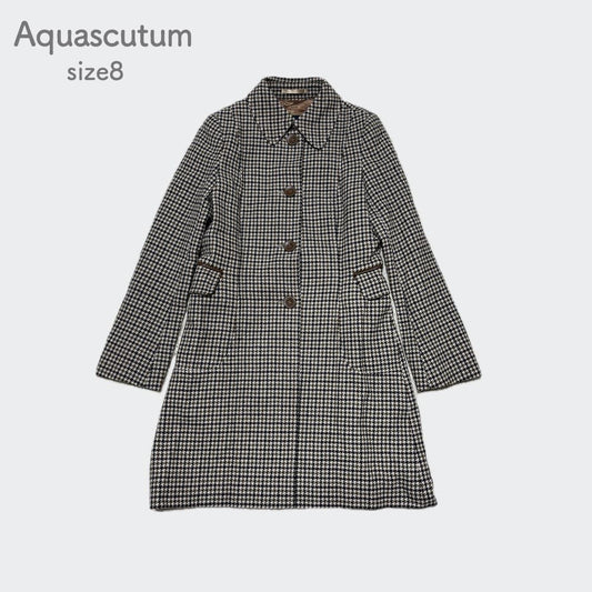 Aquascutum Wool Long Coat Asian fit M US size S Multicolor Authentic