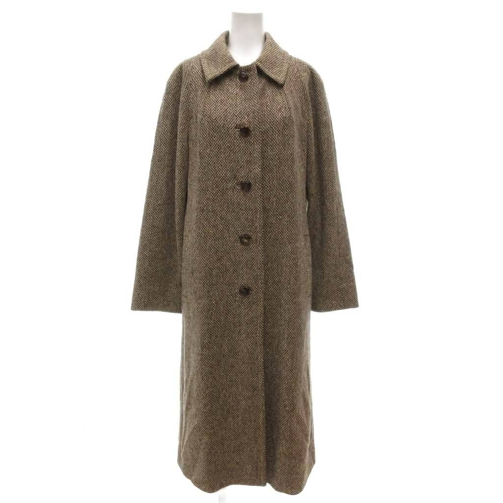 Aquascutum Long Coat FREE SIZE Brown Authentic