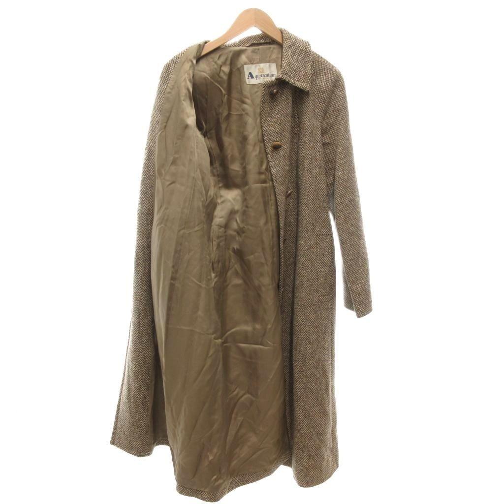 Aquascutum Long Coat FREE SIZE Brown Authentic
