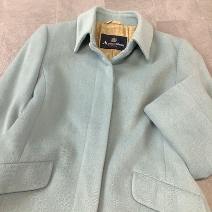 Aquascutum Wool Coat Asian fit L US size M Mint Blue Authentic