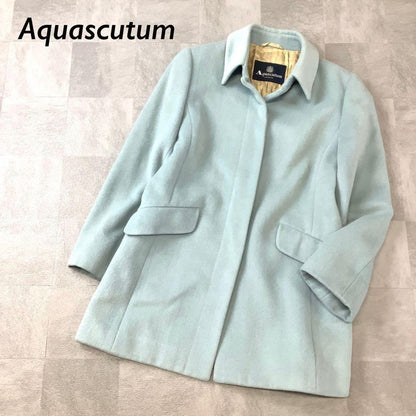 Aquascutum Wool Coat Asian fit L US size M Mint Blue Authentic