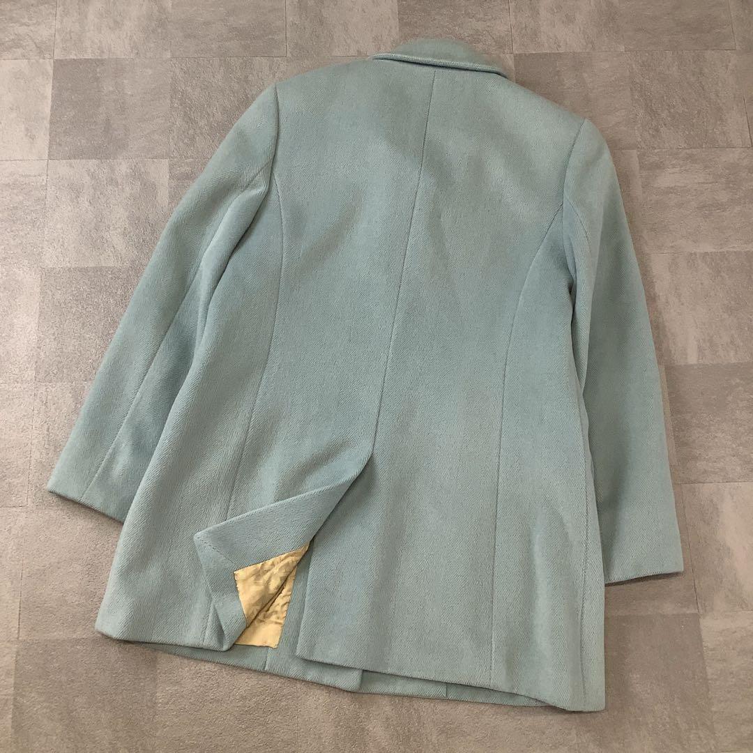 Aquascutum Wool Coat Asian fit L US size M Mint Blue Authentic