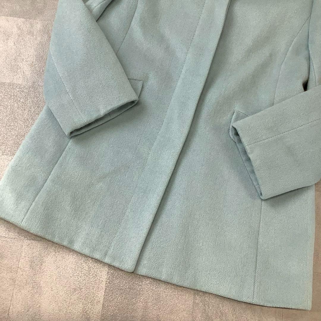 Aquascutum Wool Coat Asian fit L US size M Mint Blue Authentic