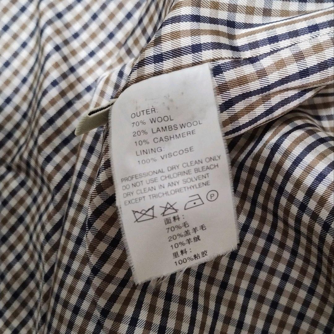 Aquascutum Wool Coat Club Check Asian fit L US size M Authentic