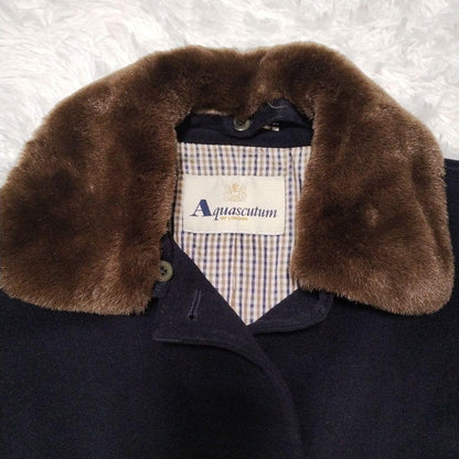 Aquascutum Wool Coat Club Check Asian fit L US size M Authentic