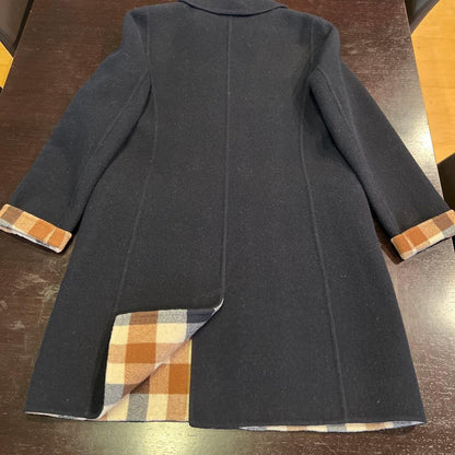 Aquascutum Wool Coat Club Check Asian fit M US size S Authentic