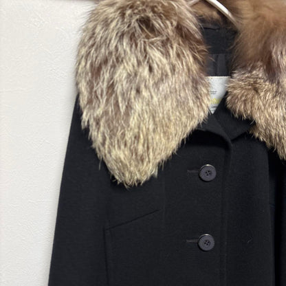 Aquascutum Long Coat FREE SIZE Black Authentic