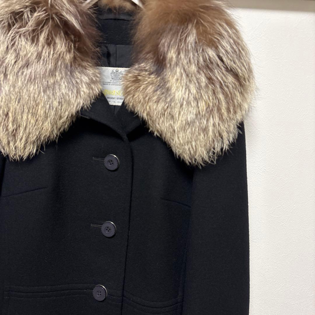 Aquascutum Long Coat FREE SIZE Black Authentic