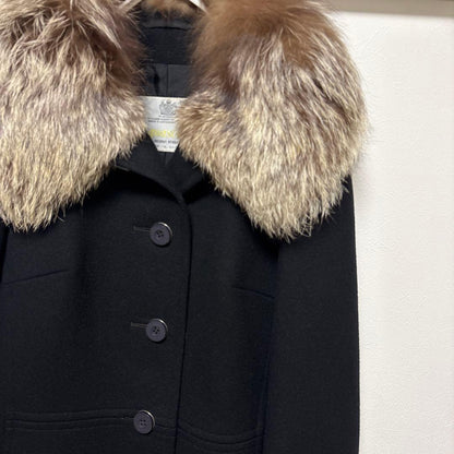 Aquascutum Long Coat FREE SIZE Black Authentic