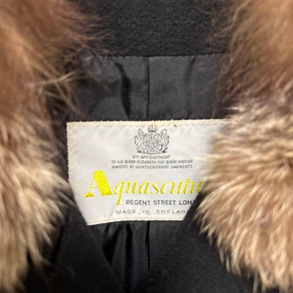 Aquascutum Long Coat FREE SIZE Black Authentic