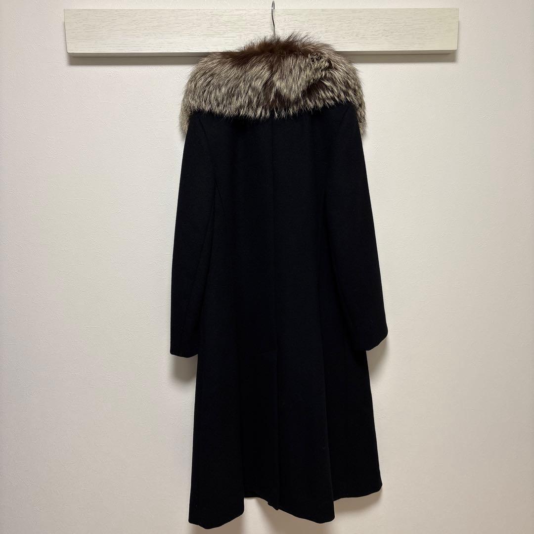 Aquascutum Long Coat FREE SIZE Black Authentic