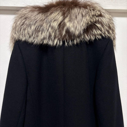 Aquascutum Long Coat FREE SIZE Black Authentic