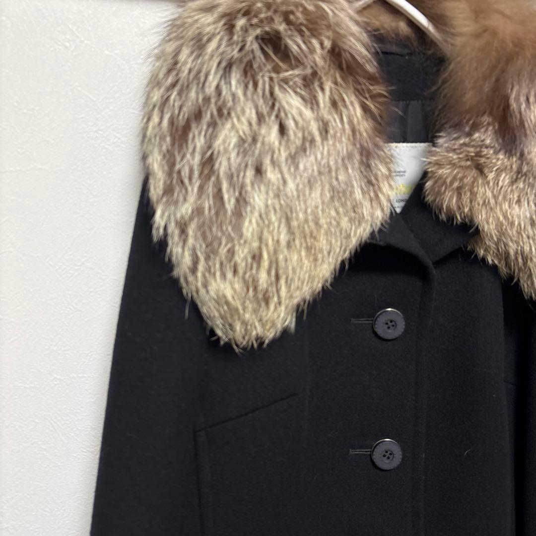 Aquascutum Long Coat FREE SIZE Black Authentic