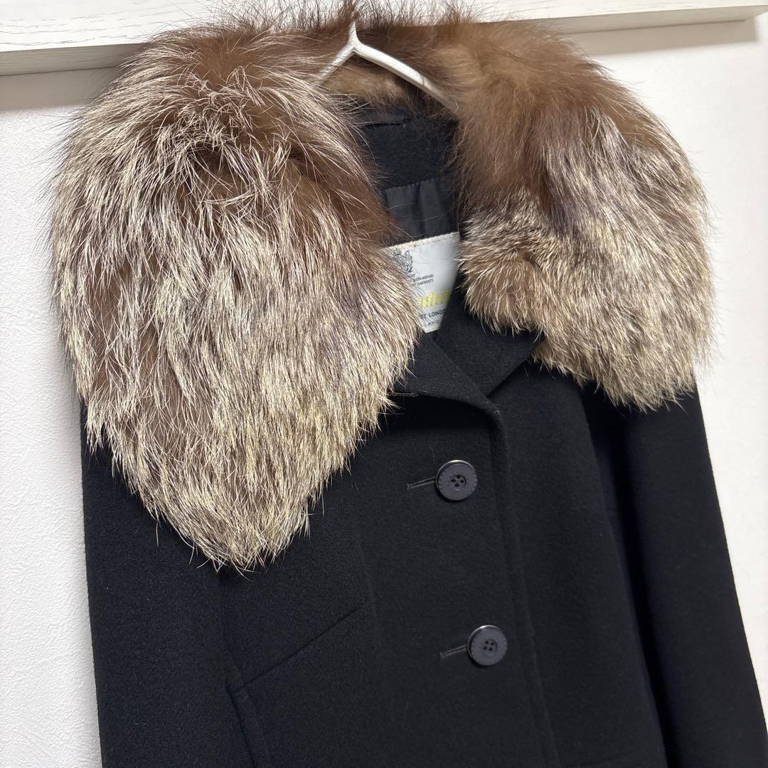 Aquascutum Long Coat FREE SIZE Black Authentic