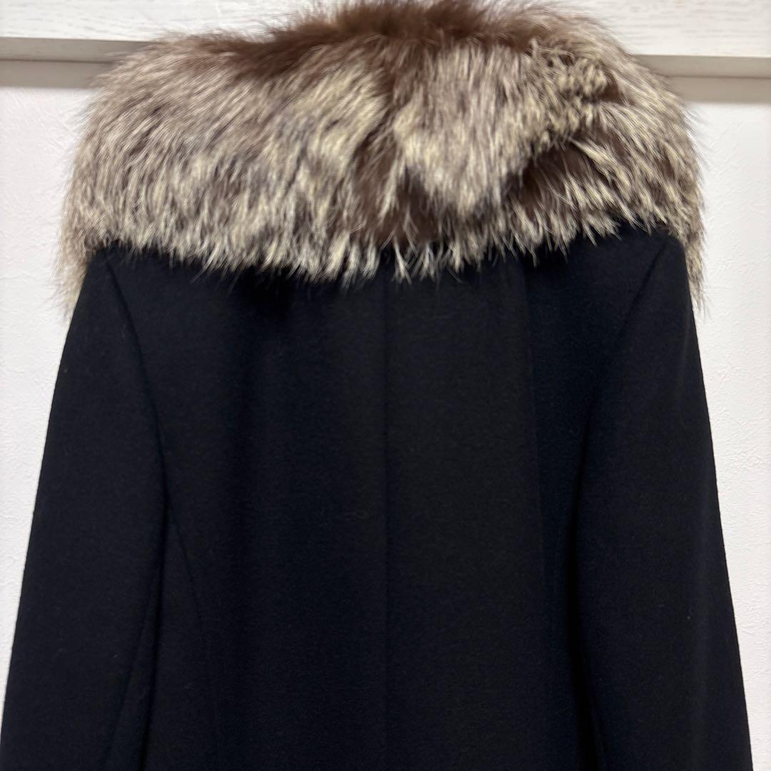 Aquascutum Long Coat FREE SIZE Black Authentic