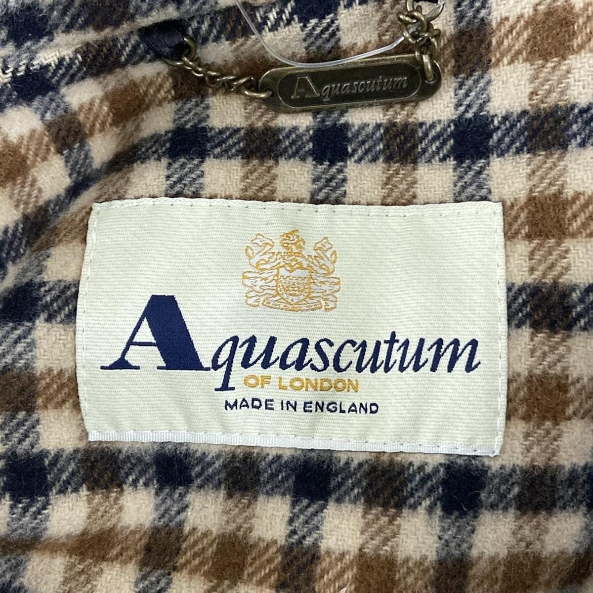 Aquascutum duffle coat Club Check Asian fit M US size S Dark Gray Authentic