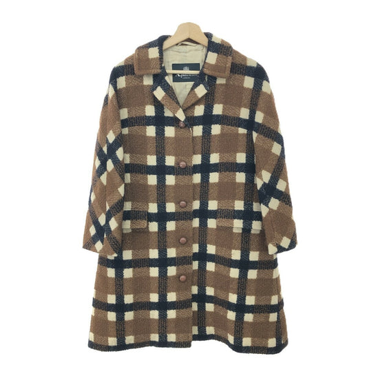 Aquascutum Long Wool Coat size 4F Brown Authentic